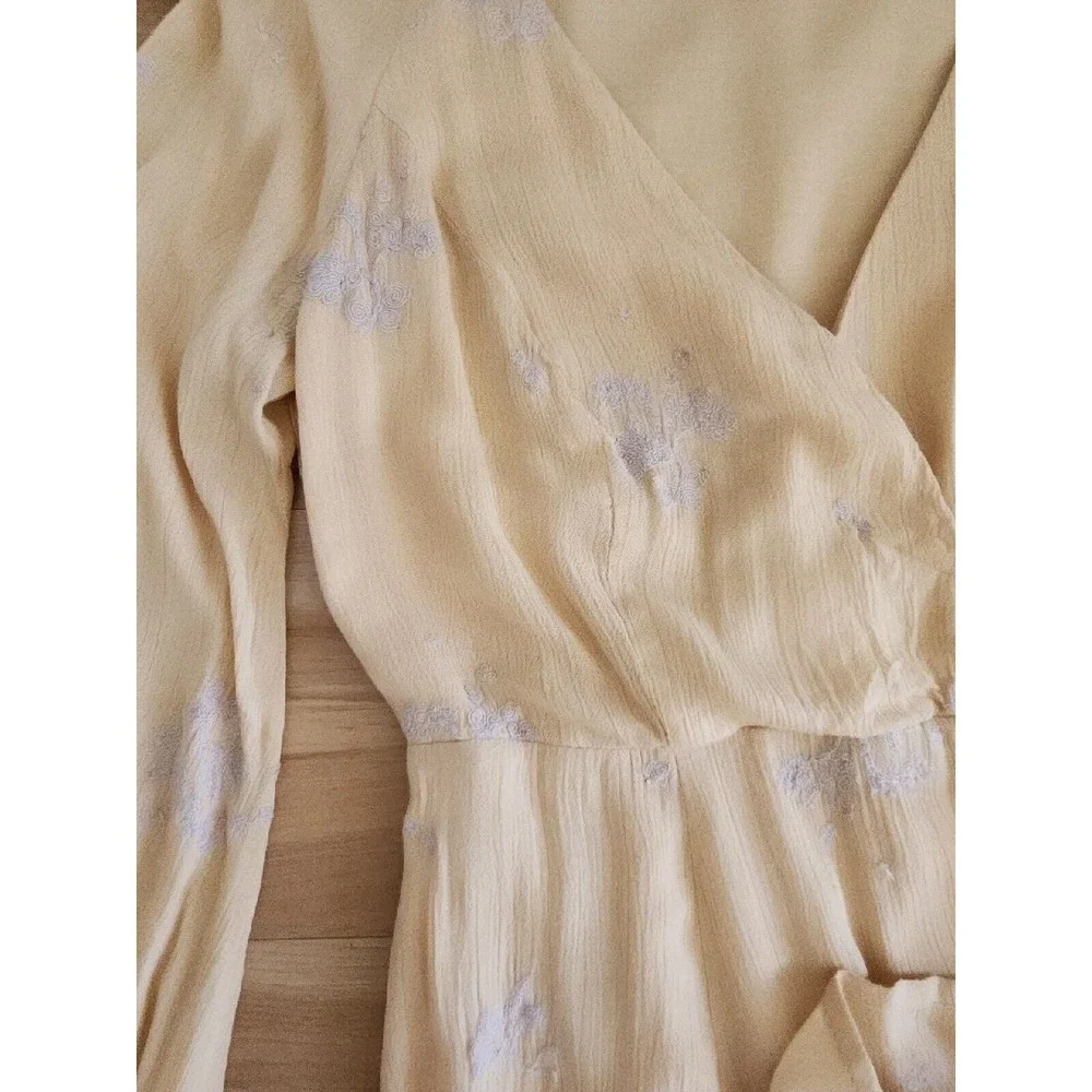 Free People Jasmine Bohemian Light Yellow Embroidered Mini Dress Sz 0 XS - Picture 4 of 12